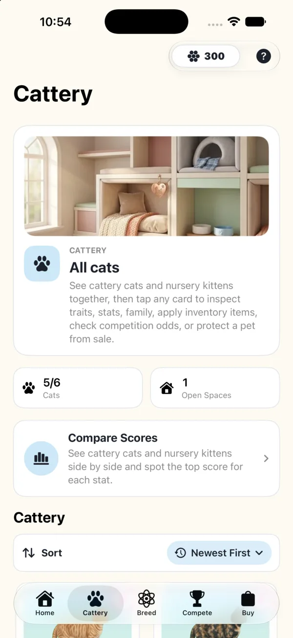 Cat Genome Game Cattery screen