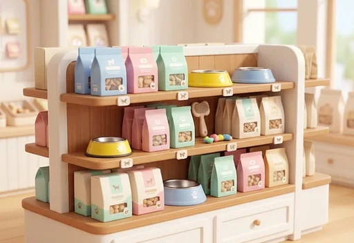 A cheerful pet shop full of treats and toys