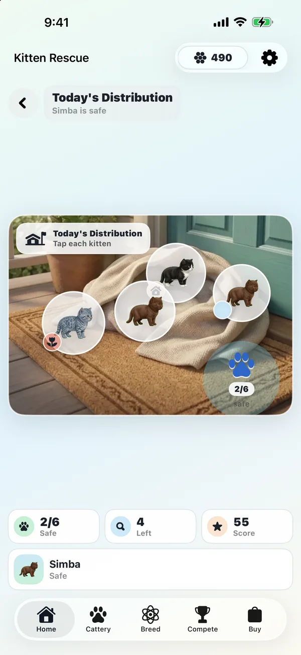 An untimed kitten rescue with kittens waiting on a doormat