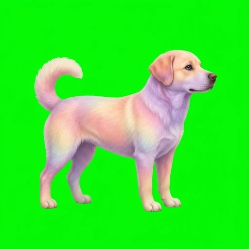 A rainbow-furred prismatic dog