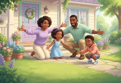 A family with a child ready to welcome their new pup