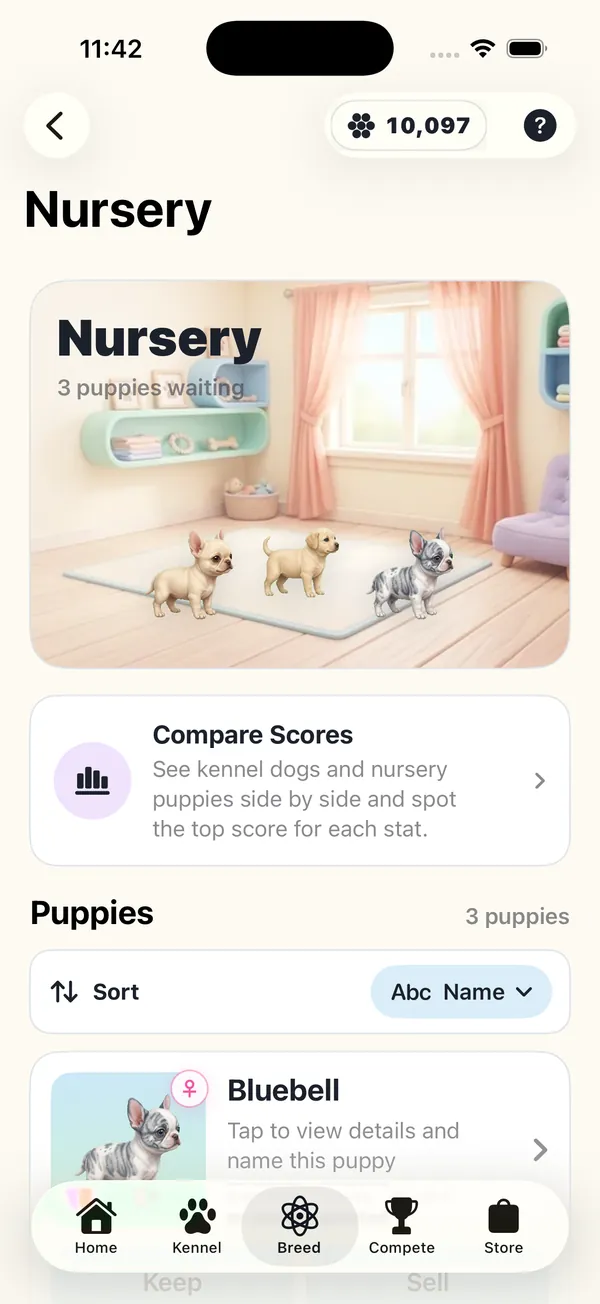 Three new puppies waiting in a cozy nursery
