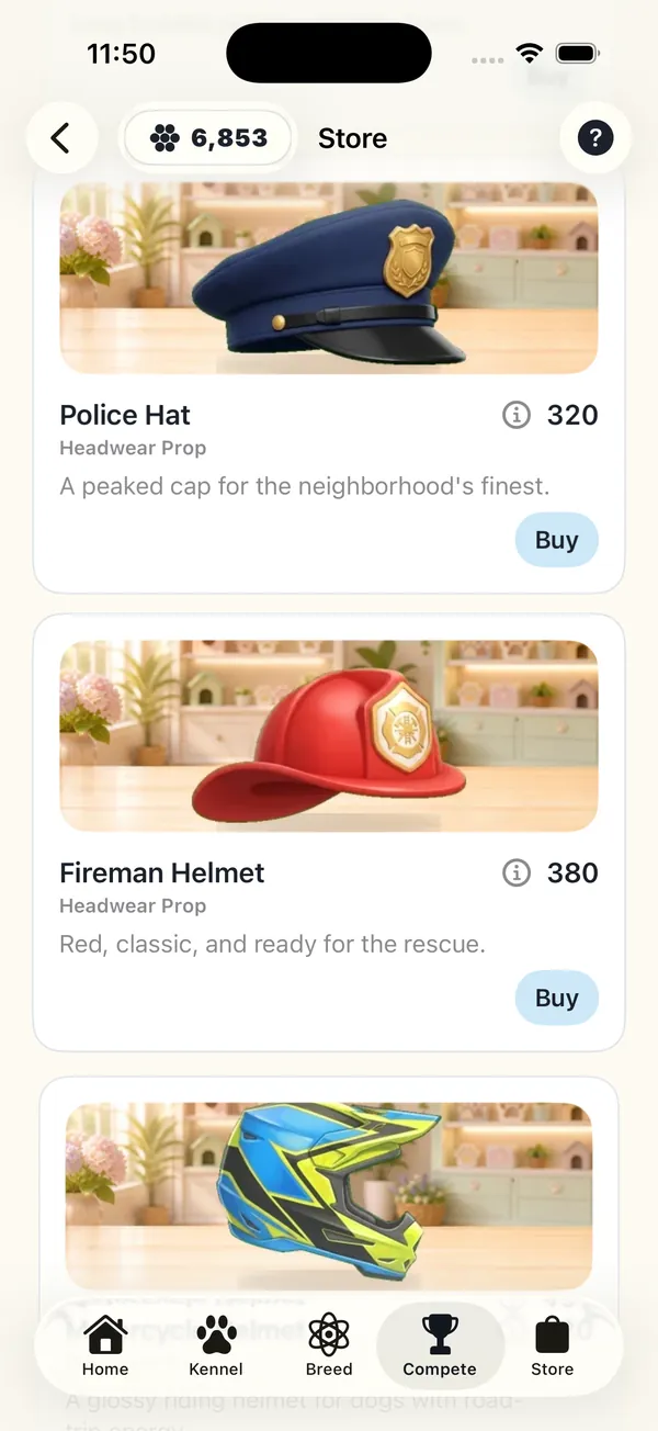 The prop store with hats and accessories