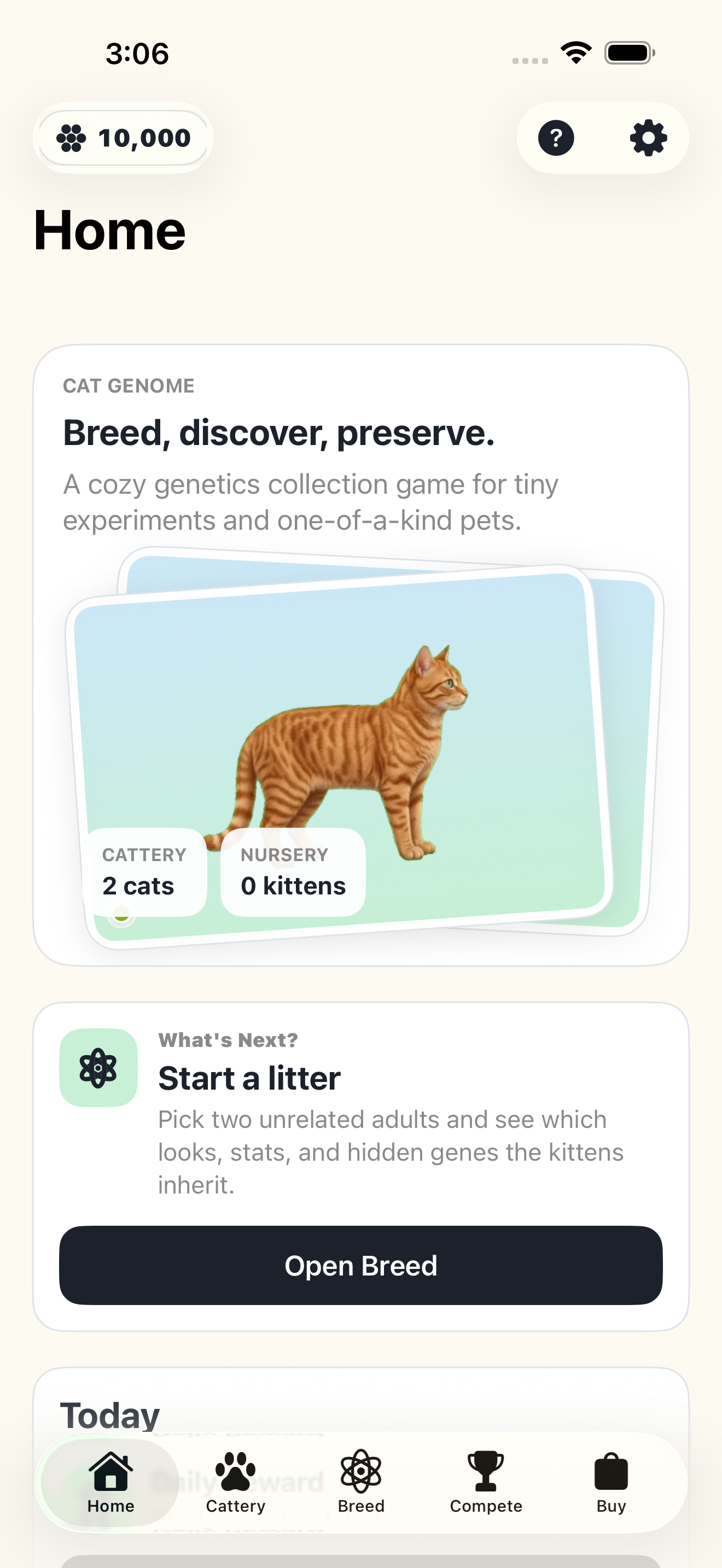 Cat Genome home screen