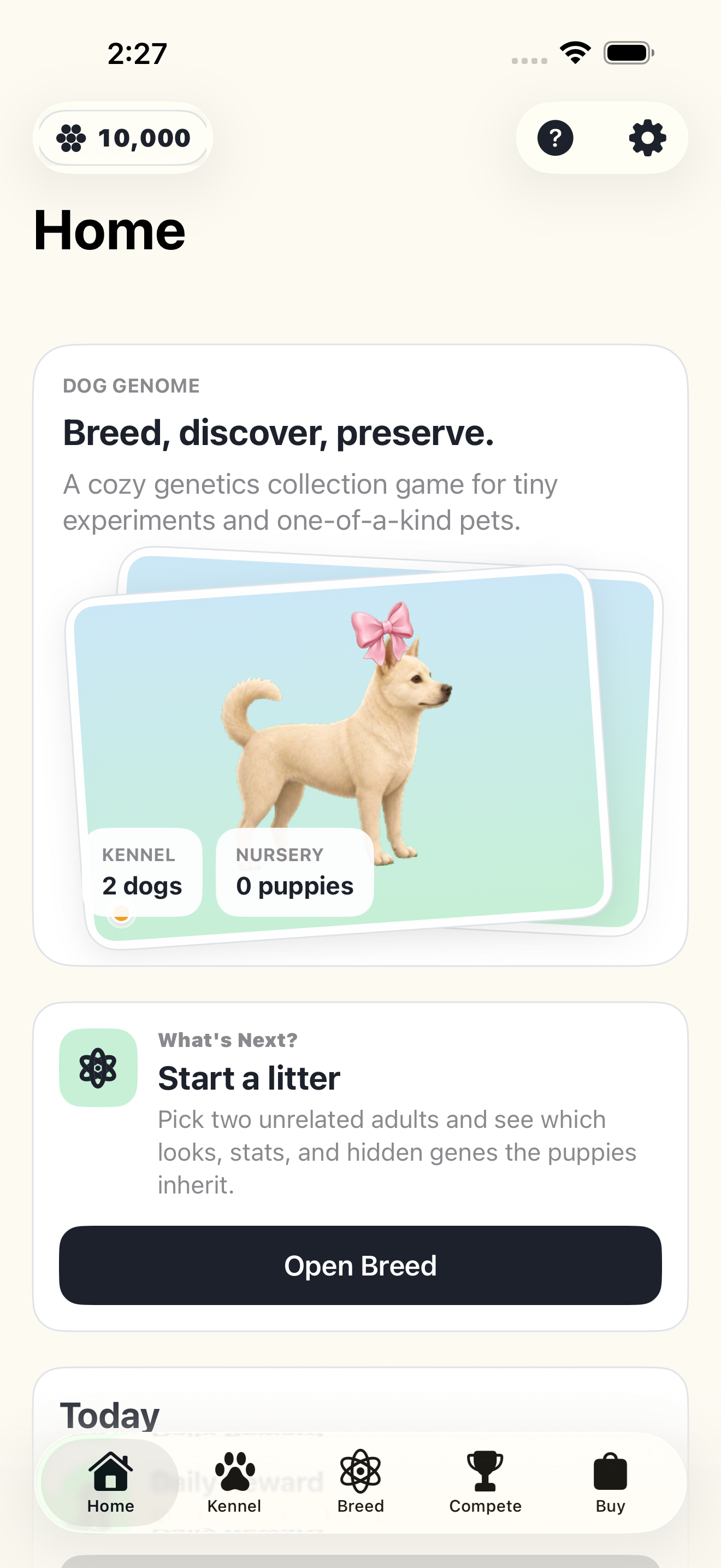 Dog Genome home screen
