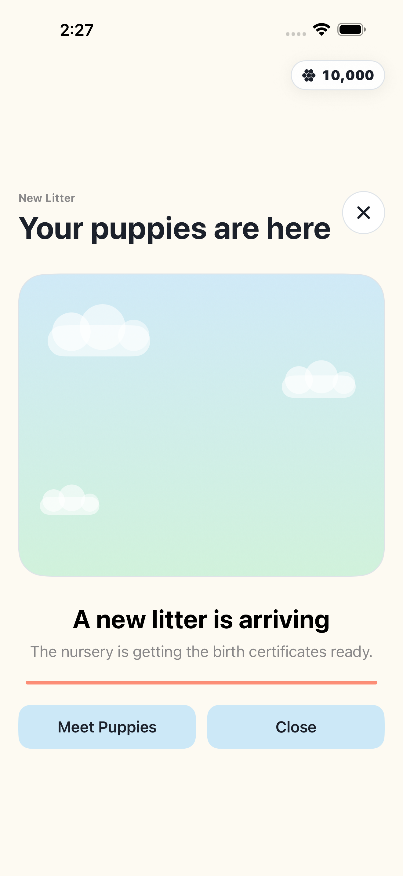 The stork flying in with a new litter