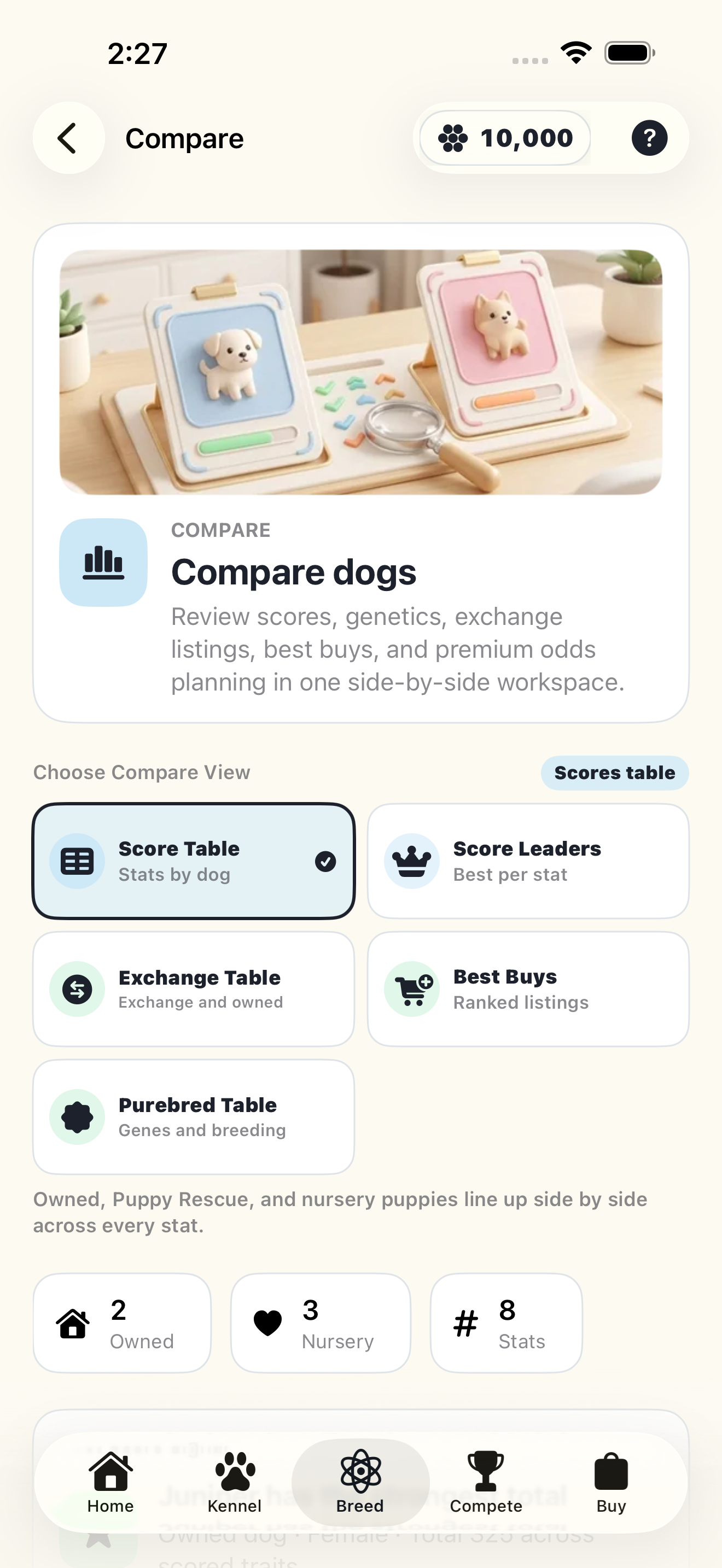 Comparing puppies in the nursery