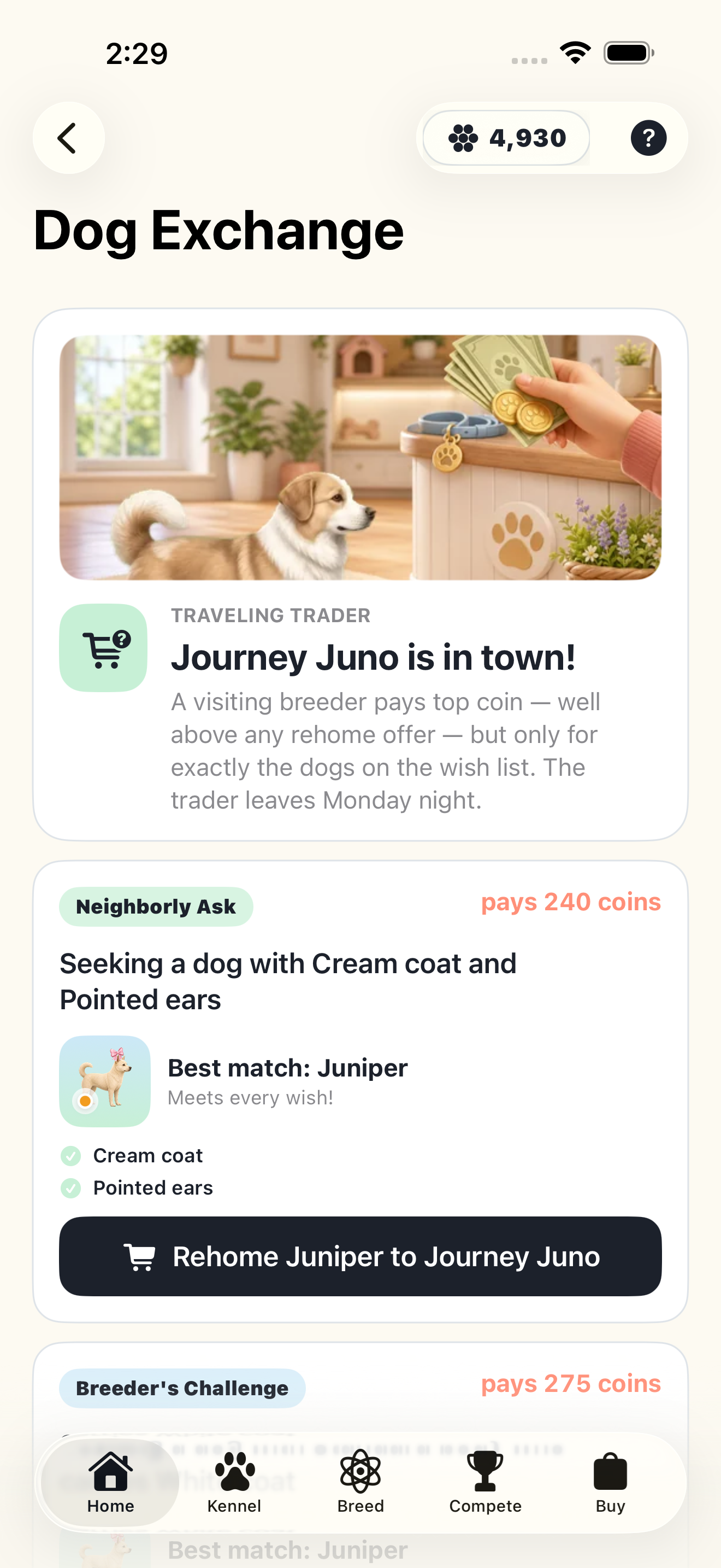 The Dog Exchange trading screen
